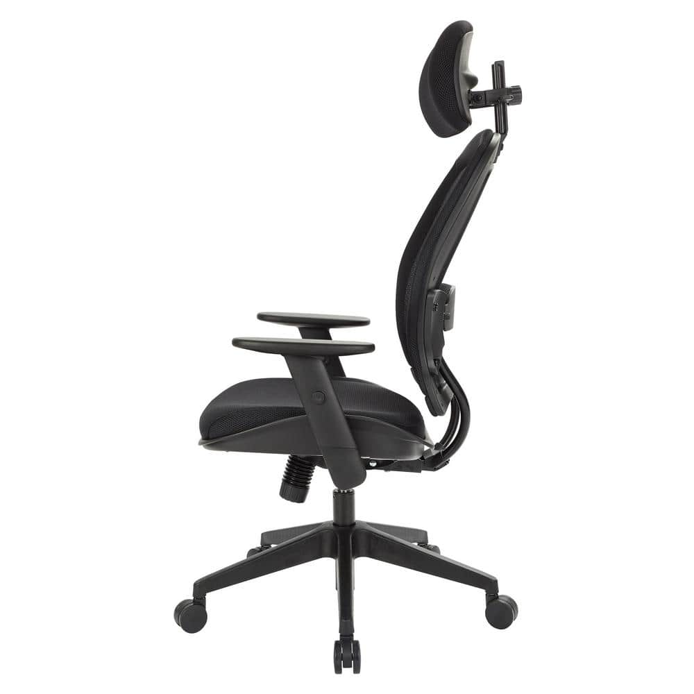 High-Back Professional AirGrid Black Leather & Mesh Office Chair