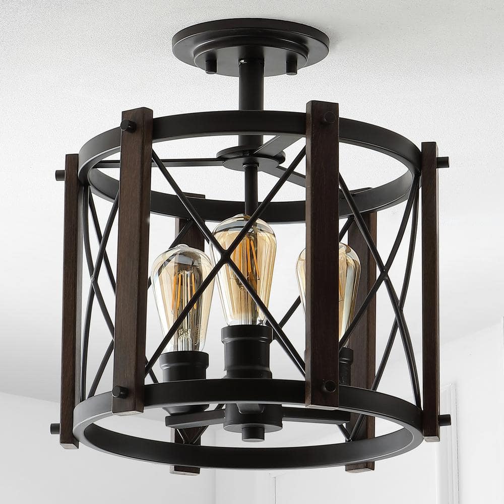 Ferme 14" 3-Light Oil Rubbed Bronze Farmhouse Flush Mount