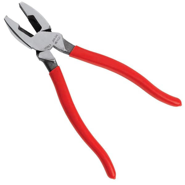 URREA 9-1/8 in. Long Rubber Grip Side-Cutting High Leverage Electrician's Pliers