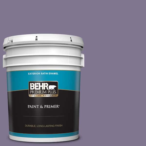 BEHR PREMIUM PLUS 5 gal. #650F-5 Purple Statice Satin Enamel Exterior Paint & Primer