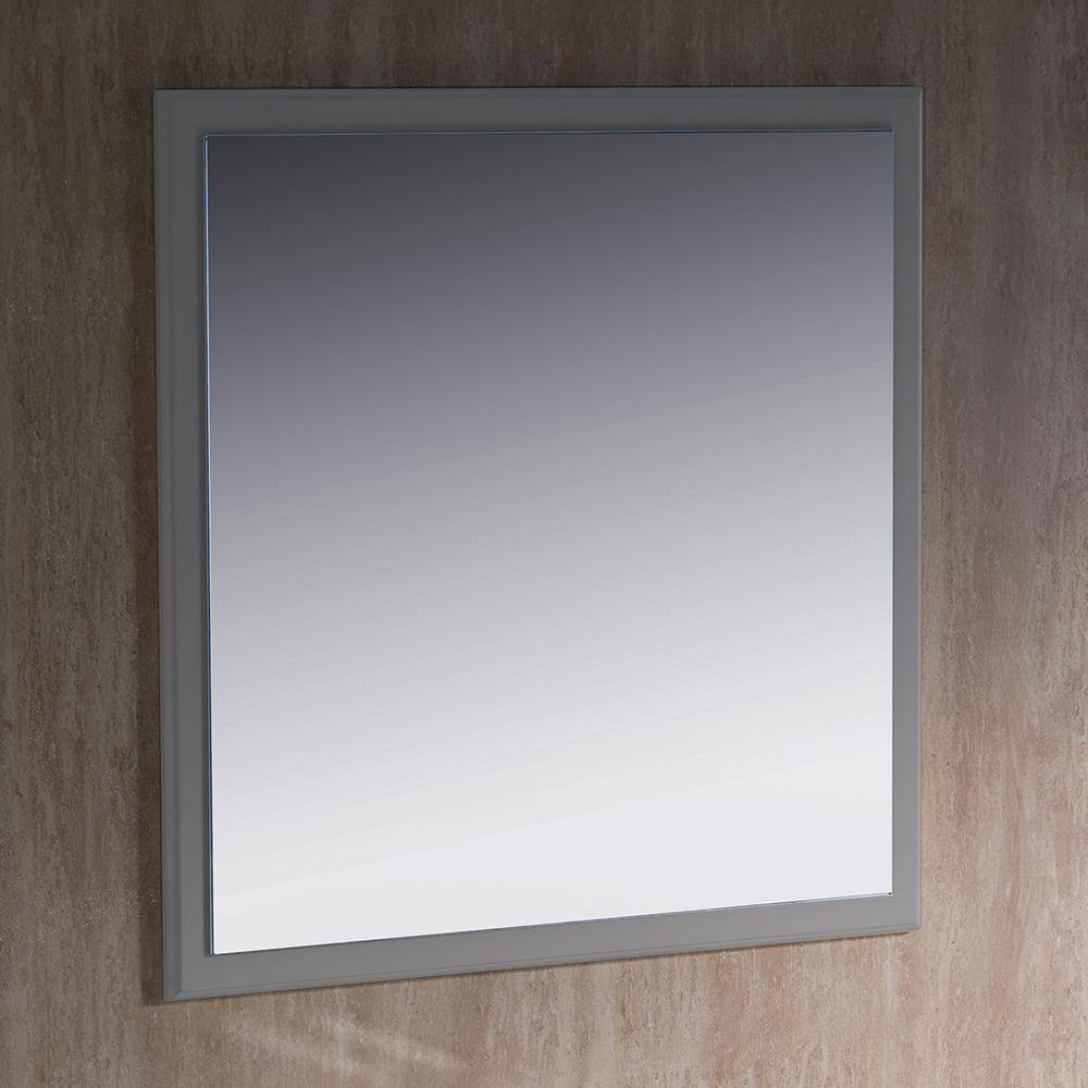 Elegant 32" Gray Solid Wood Framed Bathroom Vanity Mirror