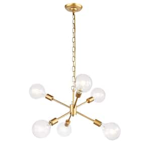 Timeless Home Nathalie 16 in. W x 13.2 in. H 6-Light Brass Pendant
