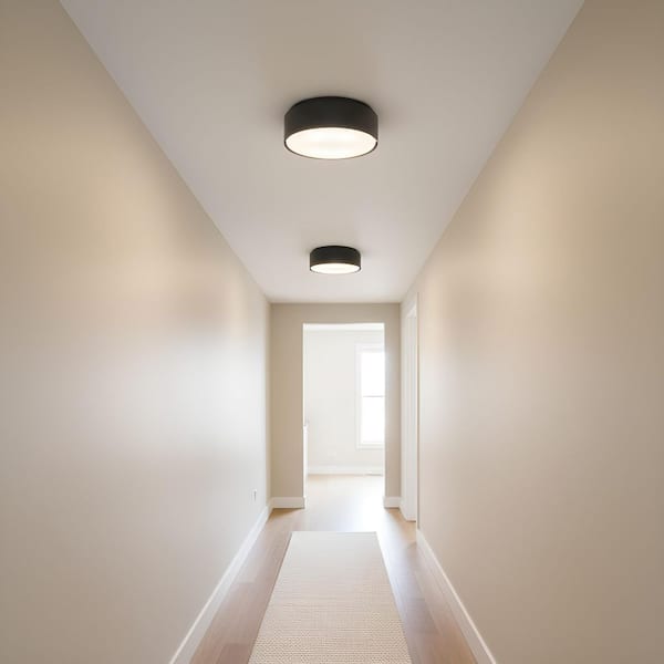 Dartmore 15 in. W x 5.625 in. H 2-Light Midnight Black Modern Flush Mount with Steel Shade and No Bulbs Included