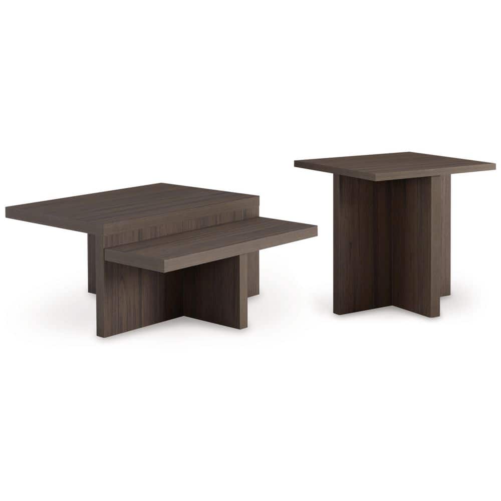 Zendex 40 in. Brown Square MDF Coffee Table (Set of 2)