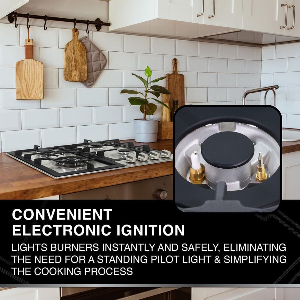 24-Inch Stainless Steel Gas Cooktop with Cast Iron Grates
