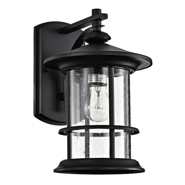 Jushua 1-Light Matte Black Outdoor Wall Lantern Sconce with Anti-Rust and Waterproof