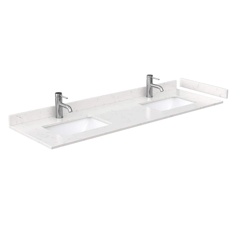 Beckett Green 66'' Freestanding Double Bathroom Vanity with Marble Top