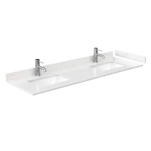 66 in. W x 22 in. D Cultured Marble Double Basin Vanity Top in Light-Vein Carrara with White Basins
