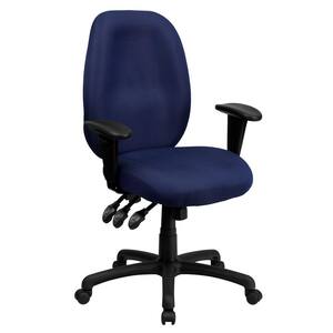 High Back Navy Fabric Multi-Functional Ergonomic Executive Swivel Office Chair with Height Adjustable Arms