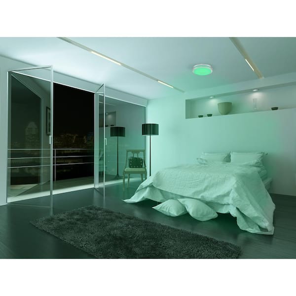 16 in. Voice Controlled Colors Brushed Nickel Smart Selectable CCT LED Ceiling Light Flush Mount
