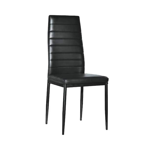 Karl home Black PU Leather Metal Side Chair Dining Chairs (Set of 4)