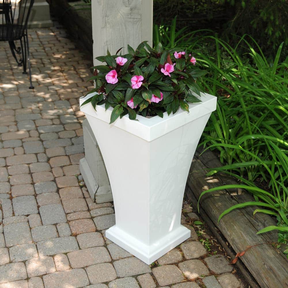 Elegant Bordeaux Tall Self-Watering Planter in White Polyethylene