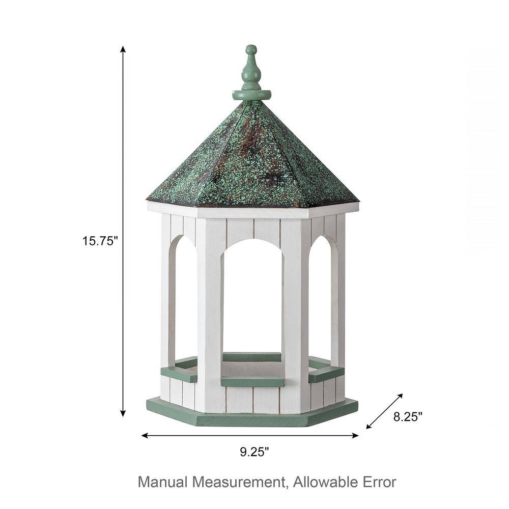 Large Hanging Gazebo Bird Feeder with Patina Metal Roof