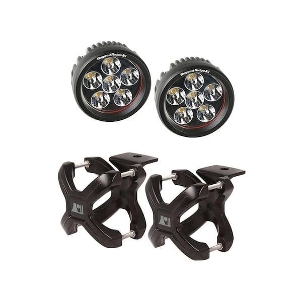 Rugged Ridge 1.25 in. to 2 in. X-Clamp Light Mount and 3.5 in. Round LED Light Kit (2-Pack)