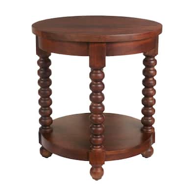 Round End Tables Accent, Vintage Round End Table With Storage