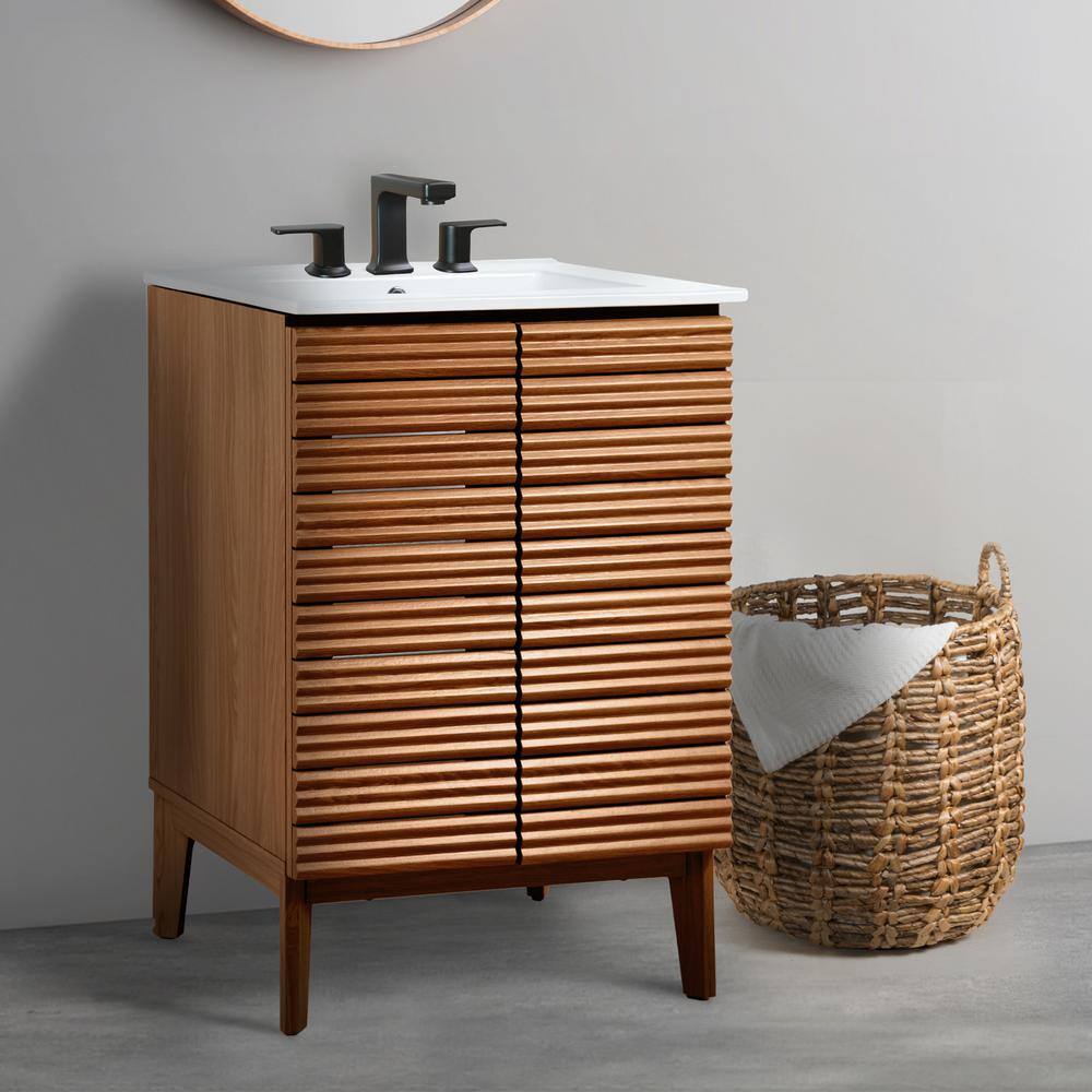 Calandre 24" Walnut Modern Farmhouse Bath Vanity Cabinet