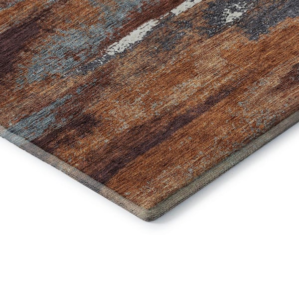 Mayfield Premium Machine Washable Abstract AMF942 Copper 8 ft. x 10 ft. Area Rug