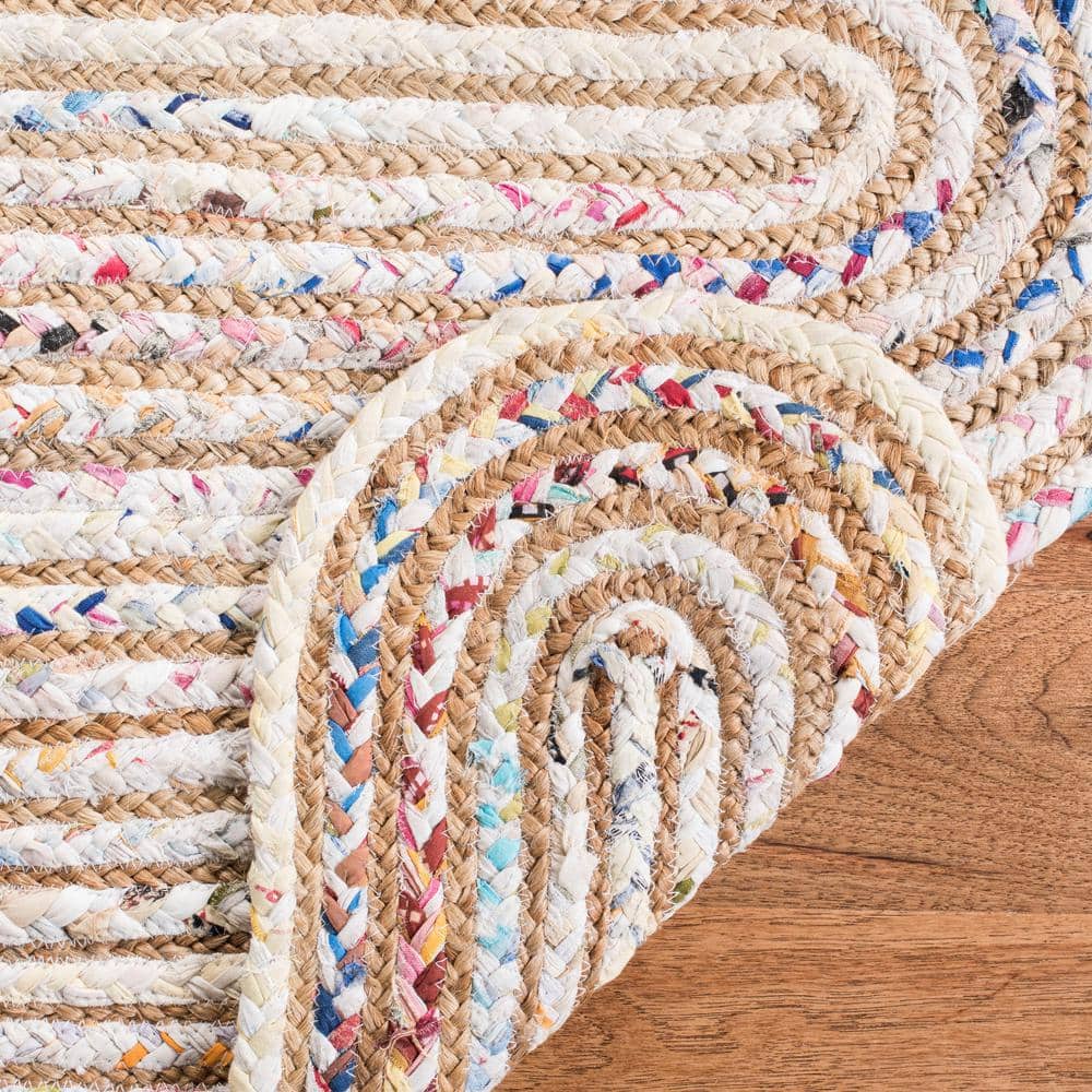 Ivory Multicolor Rectangular Cotton Flat Woven Rug, 3' x 5'