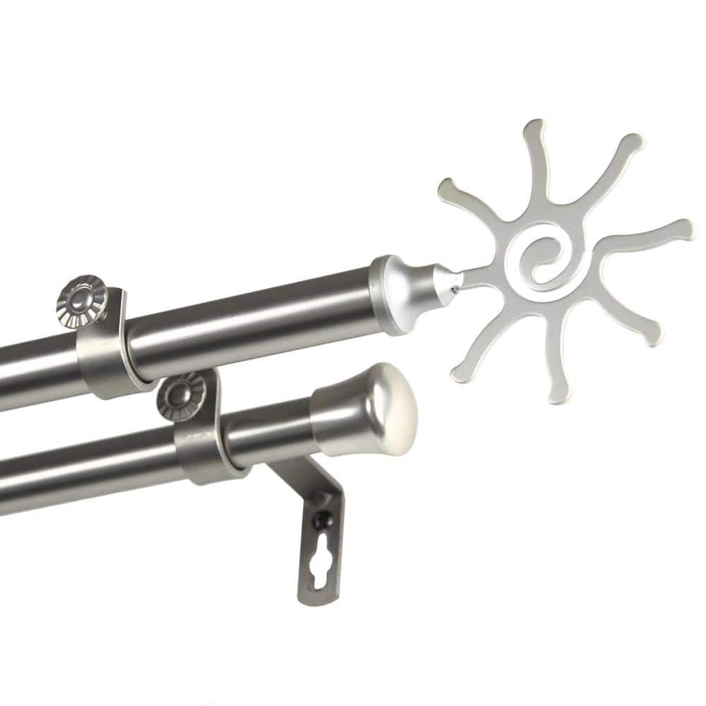 28 in. - 48 in. Adjustable 13/16 in. Double Curtain Rod in Satin Nickel wit