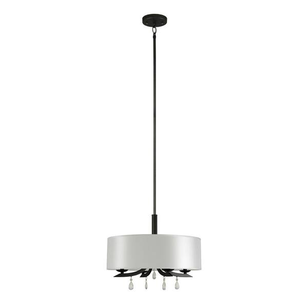Illumine 4-Light Old Silver Chandelier with Pristine White Fabric Shade