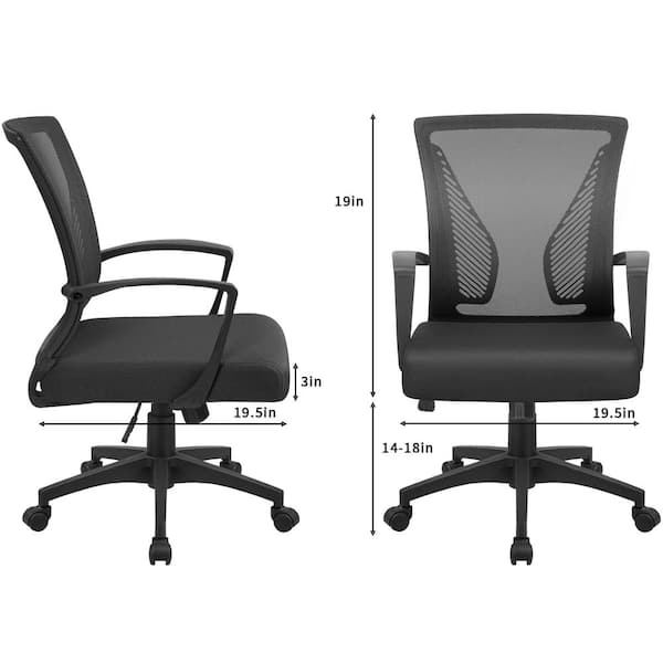 LANBO 26 in. Black High Back Adjustable Height Ergonomic Office Chair with Lumbar  Support LBZM8009BK - The Home Depot