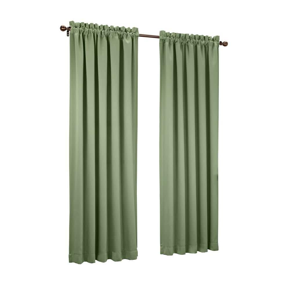 Sage Green Room Darkening Polyester Rod Pocket Curtain Panel, 54" x 63"