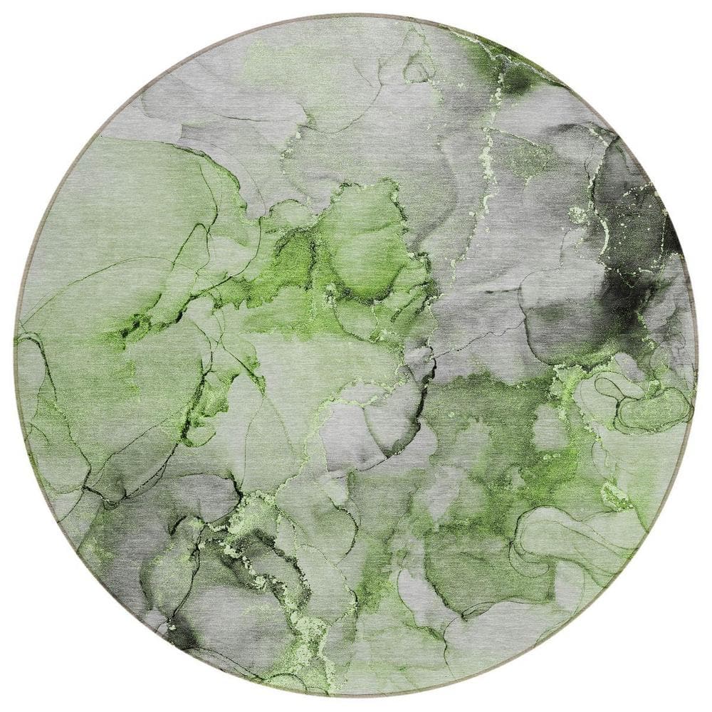 Green 8 ft. Round Woven Abstract Polyester Round Indoor/Outdoor Area Rug price history on PriceWatchPro