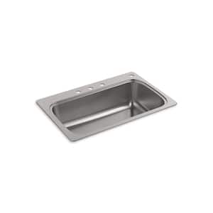 Verse Drop-in Stainless Steel 33 in. 4-Hole Single Bowl Kitchen Sink