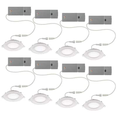 Ultra Slim 4 in. Canless Color Changing Integrated LED Recessed Trim All-in-One Downlight 650 lumens Dimmable (8-Pack)