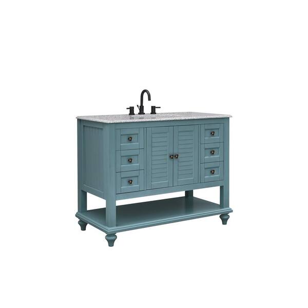 Home Decorators Collection Merryfield 43 in. W x 22 in. D x 35 in. H Freestanding Bath Vanity in Dark Blue-Gray with Carrara White Marble Top