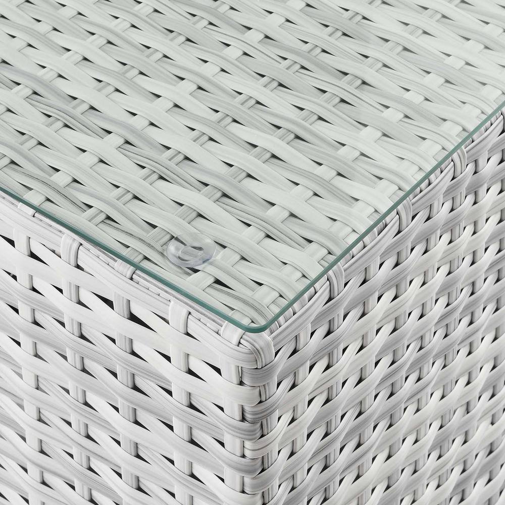 Convene Light Gray Wicker Outdoor Coffee Table with Glass Top