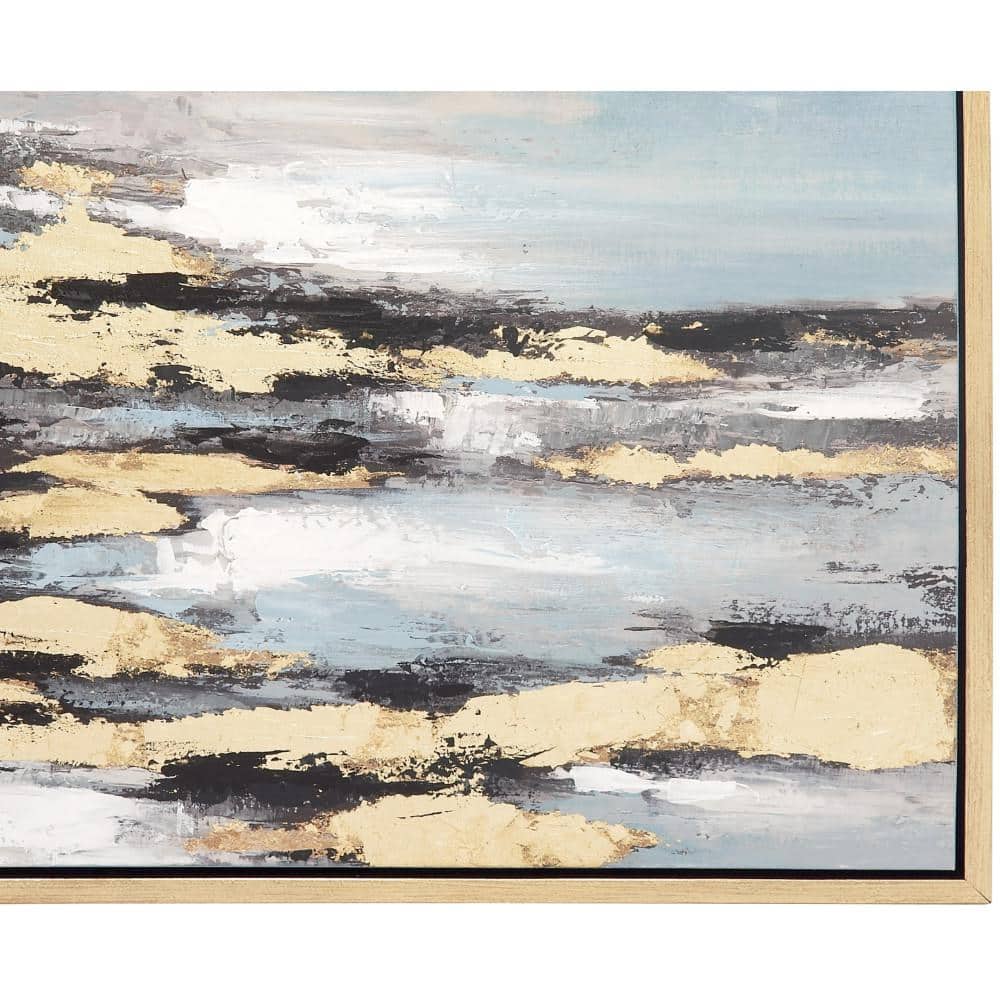 Blue and Gold Abstract Landscape Canvas Wall Art
