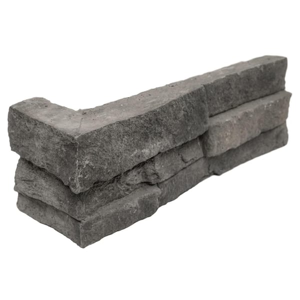 Terrado Sandown Silver 10 in. x 21 in. Natural Concrete Ledger Corner Wall Tile (4.5 sq. ft./Case)