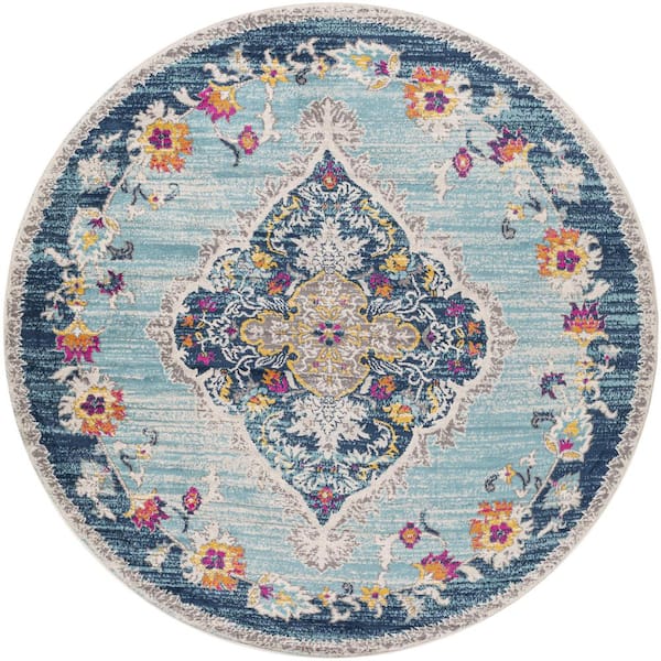 Livabliss Marisol Teal 5 ft. Round Indoor Area Rug