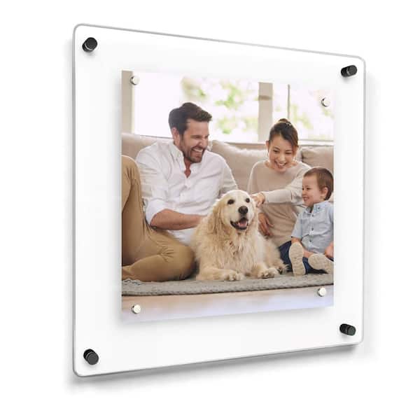 Fab Glass and Mirror Photo Size 12 in. x 12 in. Black Square Single Acrylic Magnet with Wall Mounted Best Art Picture Frame 14 in. x 14 in.