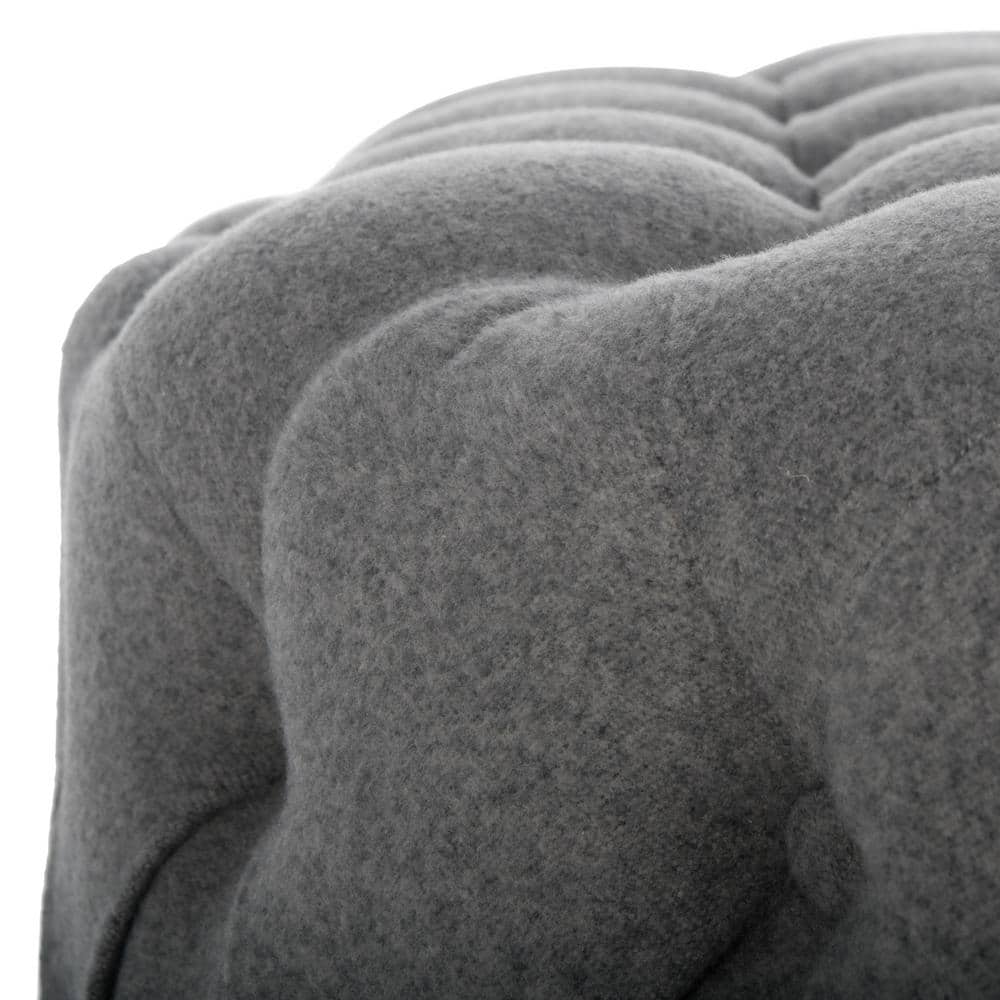 Charlene Gray Tufted Round Cocktail Ottoman