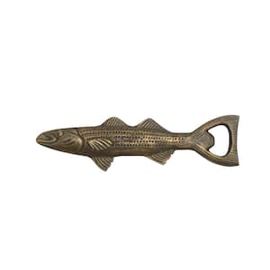 Antique Gold Cast Aluminum Fish Shaped Bottle Opener