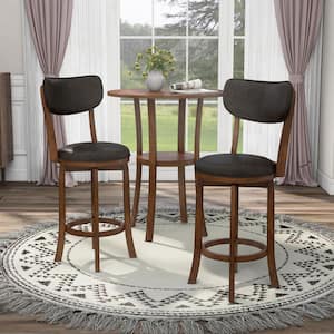 Bingo 3-Piece Merlot and Brown Round Counter Height Table Set