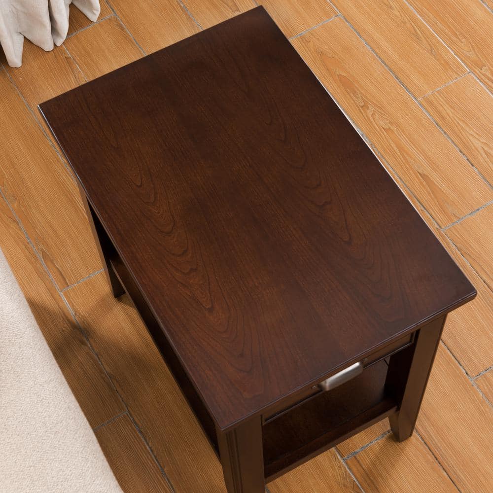 Laurent Chocolate Cherry Wood Chairside Table with Storage