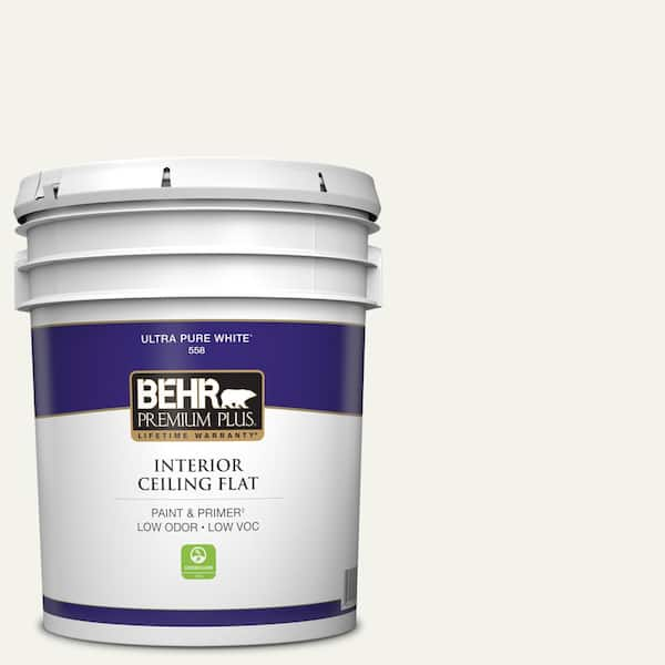 BEHR PREMIUM PLUS 5 gal. #HDC-MD-08 Whisper White Ceiling Flat Interior Paint