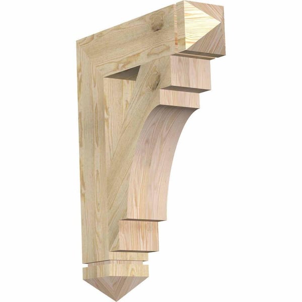 Ekena Millwork 6 in. x 34 in. x 26 in. Douglas Fir Merced Arts and Crafts Rough Sawn Bracket