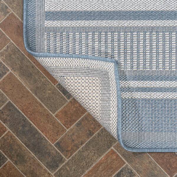 JONATHAN Y Santa Monica 2 x 8 Taupe/Espresso Indoor/Outdoor Border Coastal Runner  Rug in the Rugs department at