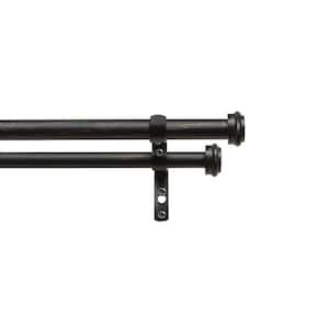 Topper 66 in. - 120 in. Adjustable Double Curtain Rod Kit in Oil Rubbed Bronze with Finial