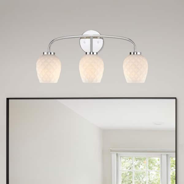 Designers Fountain Dita 23 in. 3-Light Polished Nickel Vanity Wall Light for Bathrooms