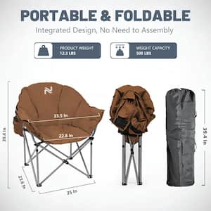 2PK Oversized Camping Chair Fully Padded Folding Moon Saucer Chair Heavy Duty FoldingChair with Cup Holder and Carry Bag