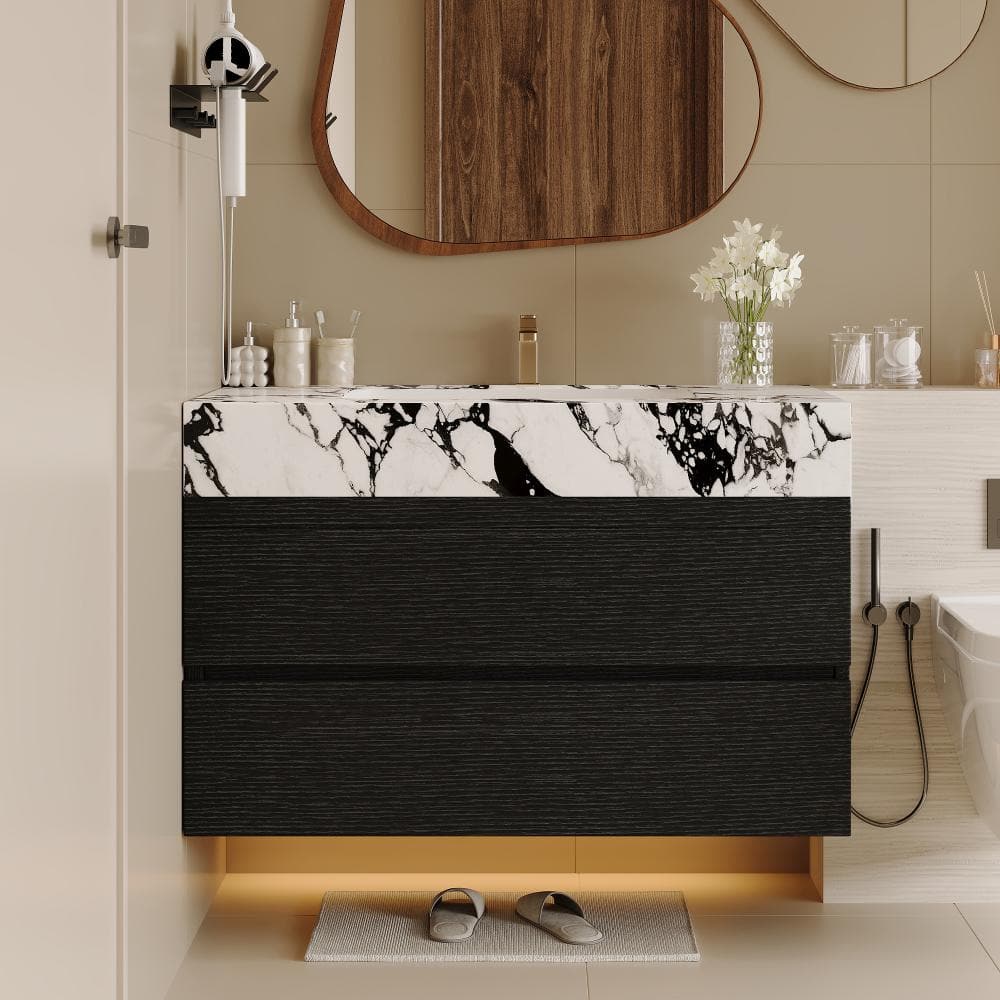 "29.9"" Floating Bathroom Vanity, Faux Marble Top, Ceramic Undermount Sink for Small Bathrooms" price history on PriceWatchPro