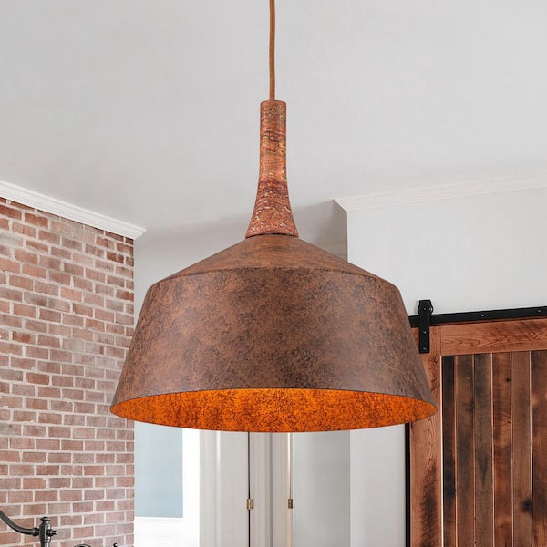 Y'INSP Mesa 15.7 in. 1-Light Industrial Rustic Copper Rust Pendant