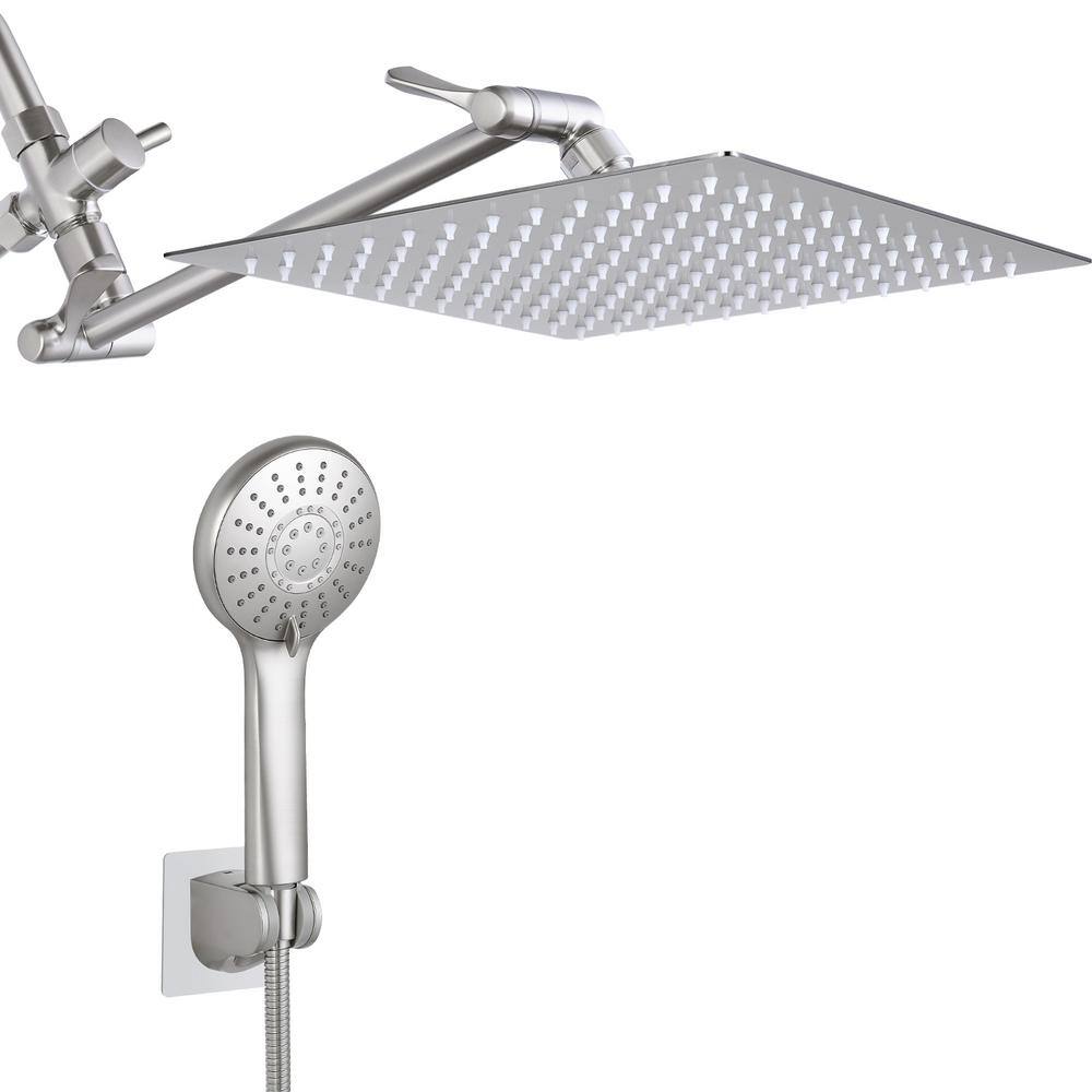 8-spray Patterns 12 in. Wall Mount Dual Shower Head and Handheld Shower Hea