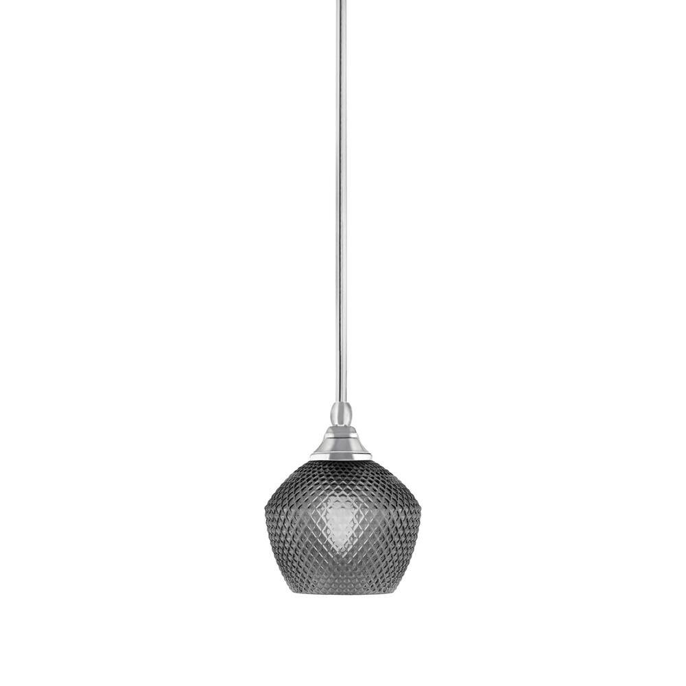 Sparta 100-Watt 1-Light Chrome Shaded Pendant Light Mini Pendant with Smoke