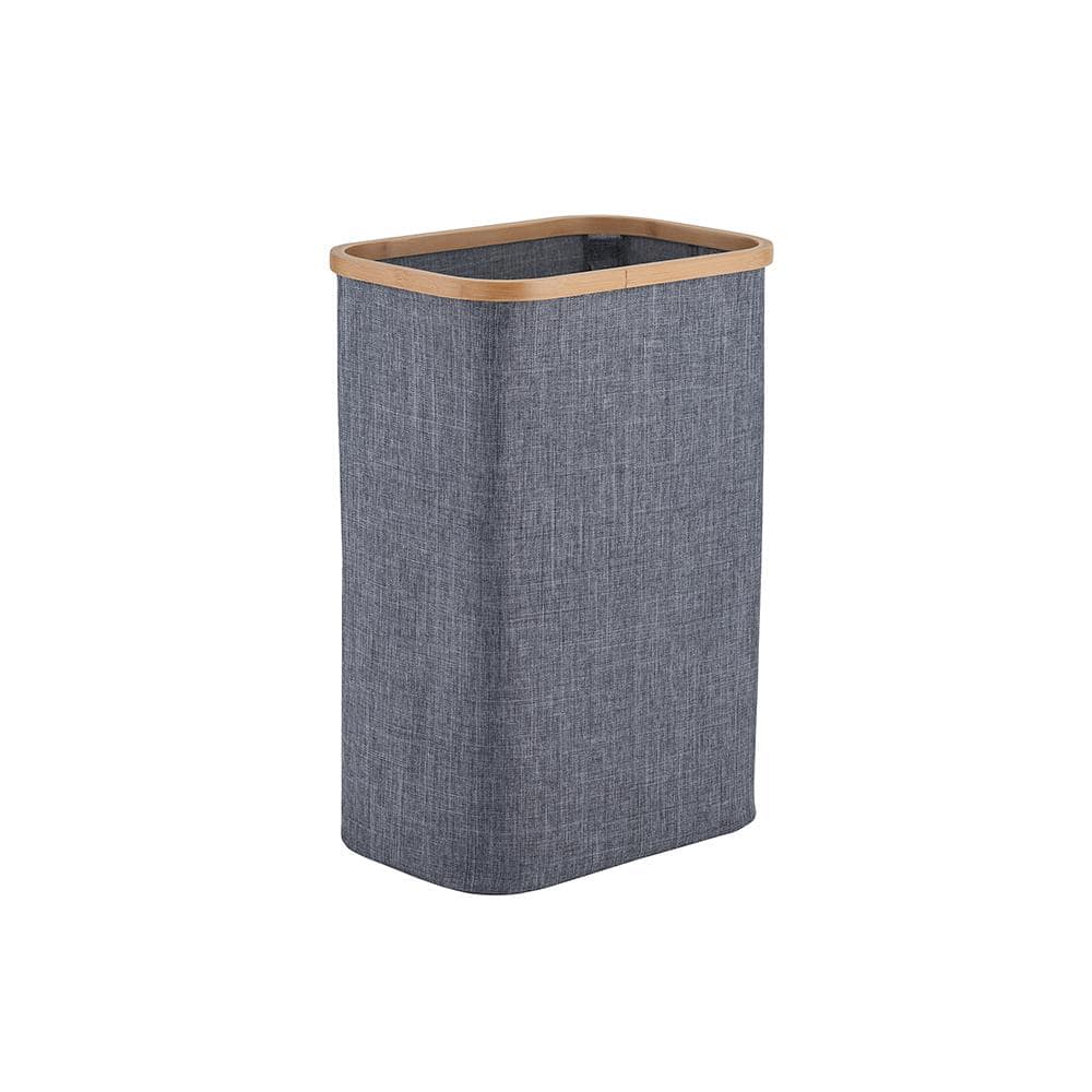 Dark Gray Bamboo Frame Collapsible Laundry Sorter